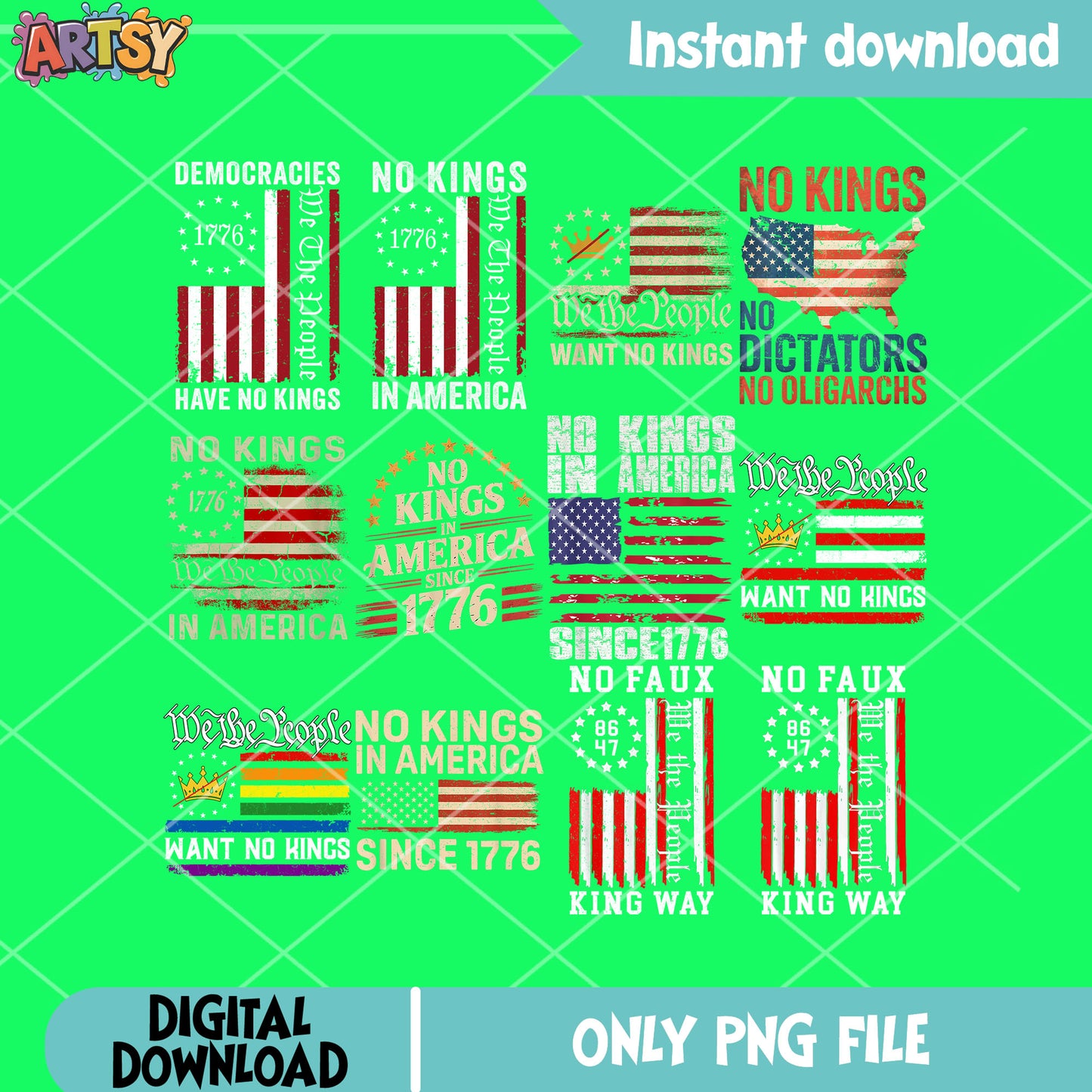 America have no kings png bundle, no kings png, america no kings png