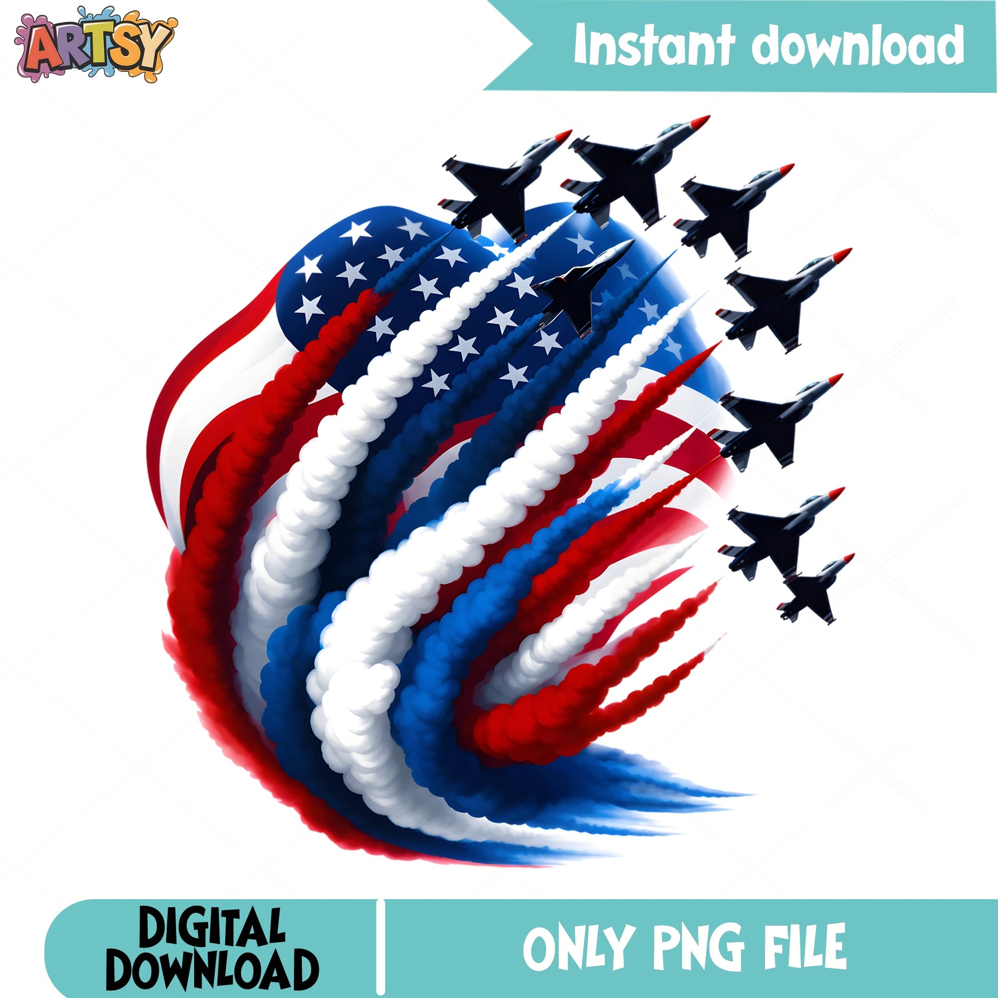 American Flag Fighter Jets PNG, 4th Of July PNG, Patriotic PNG