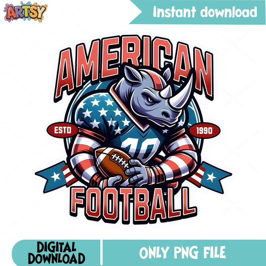 American Football Rhino PNG, Football Mascot PNG, Sports PNG