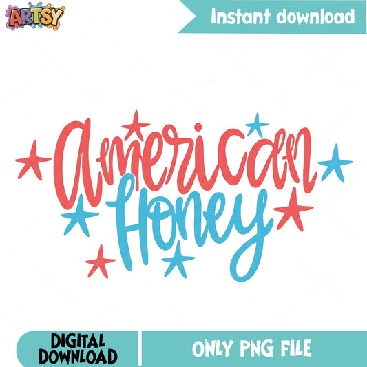 American Honey PNG, 4th Of July PNG, Patriotic Stars PNG