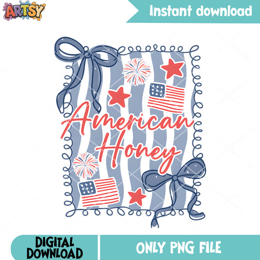 American honey coquette png, coquette bow png, Usa Flag png