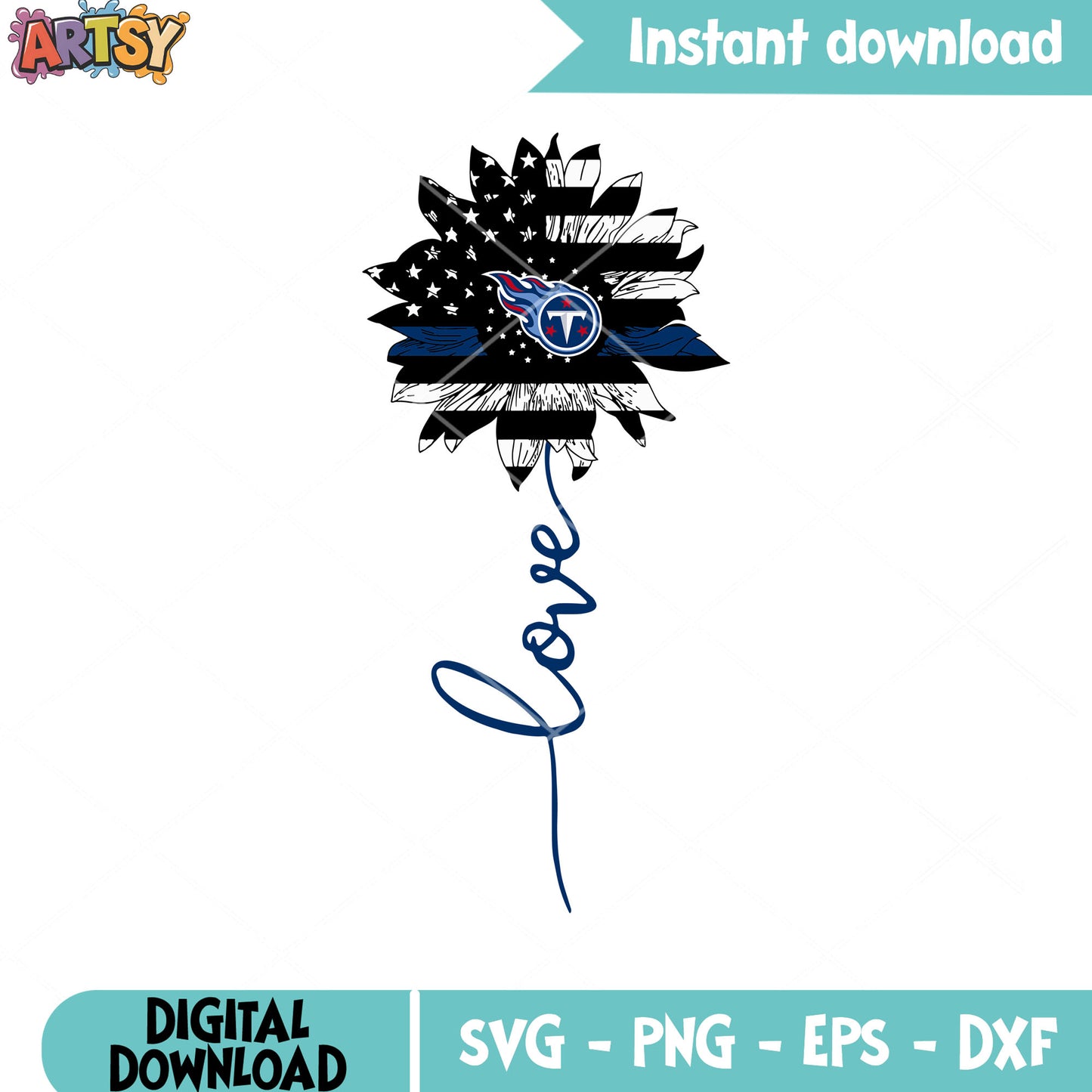 American sunflower love svg, tennessee svg, america flag svg