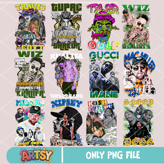 America rapper png bundle, travis scott png, rap vibes png