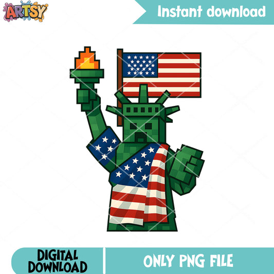 America statue creeper bruh png, minecraft 4th july png, kids patriotic png