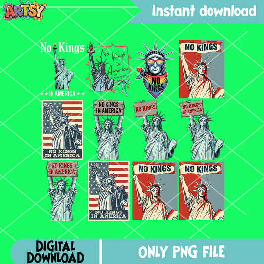America statue no kings png bundle, no kings png, no kings day png