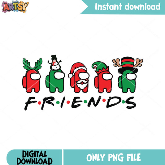 Among us christmas style png, christmas costume png, among us png