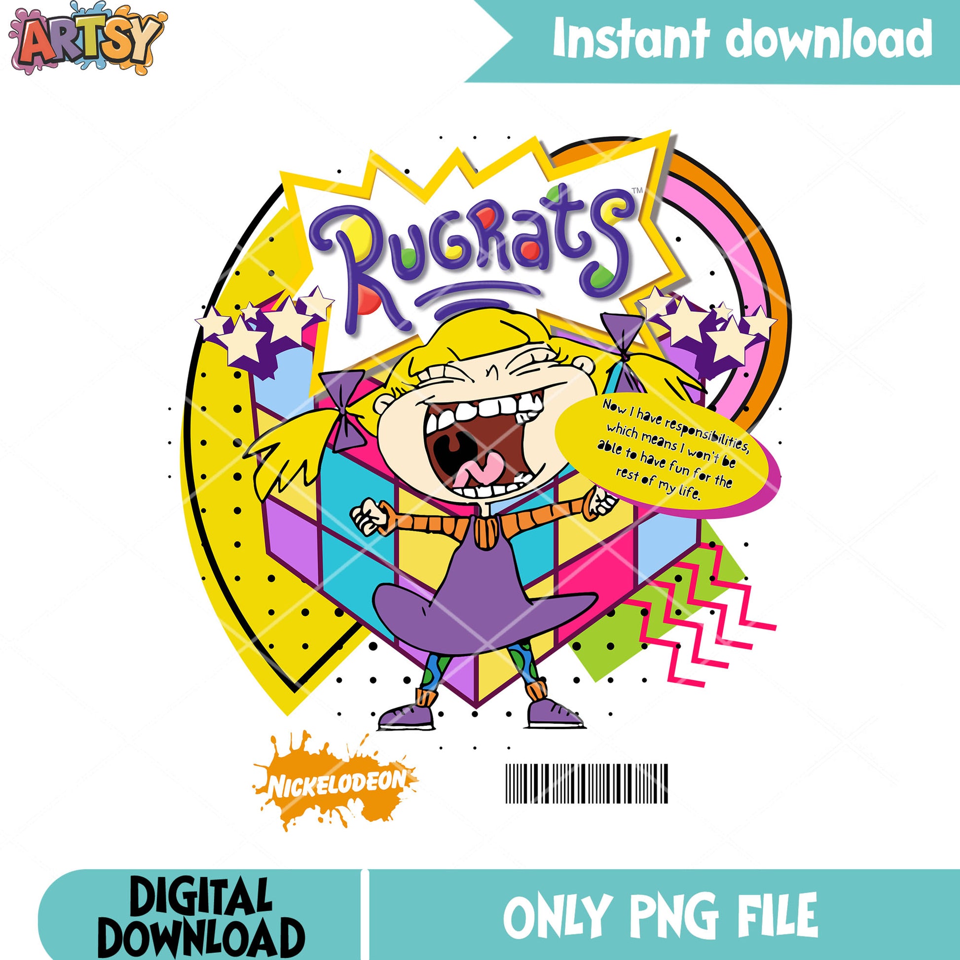 Angelica Pickles png, geometric design png, zzz speech bubble png