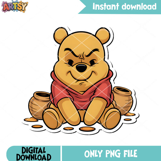Angru pooh ran out honey png, cute pooh bear png, pooh poster png