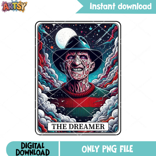 Angry fredy kruger  png, full moon night png, scary halloween png