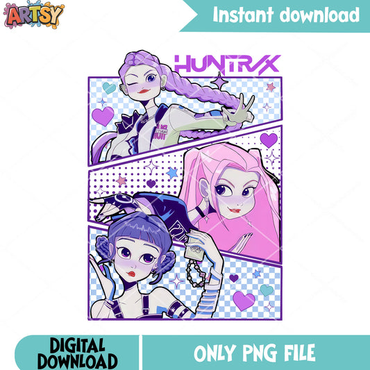 Animate style huntrix png, huntrix girl png, kpop netflix png
