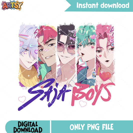 Anime boys saja kpop png, kpop saja png, kpop demon hunters png