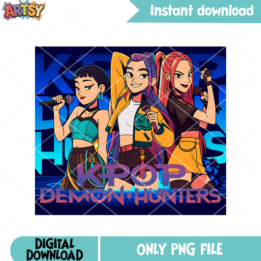 Anime huntrix style kpop hunters png, huntrix png, kpop demon hunters png