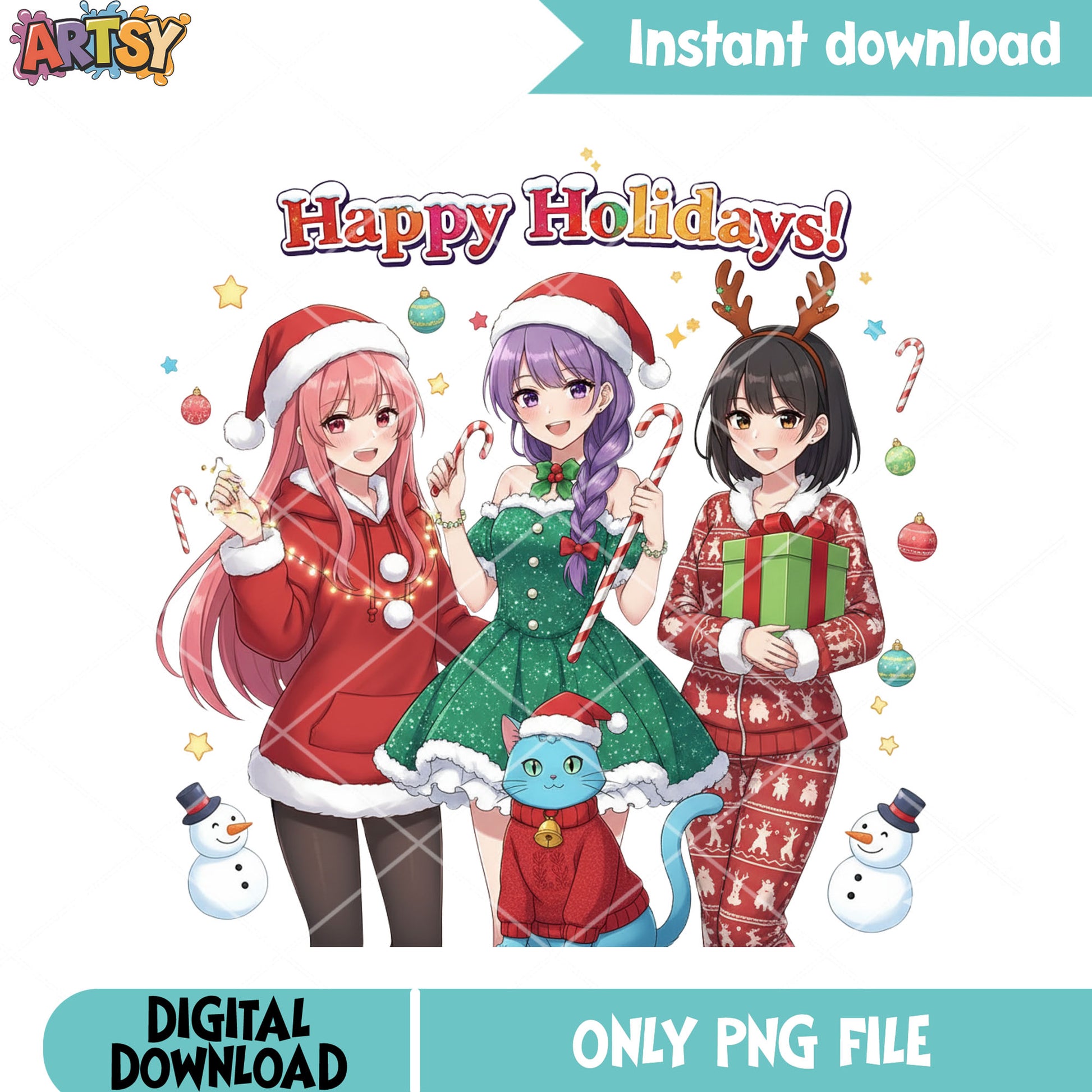 Anime kpop demon hunters christmas png, huntrix png, derpy​ png