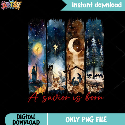 A savior is born png, spooky poster png, spooky night png