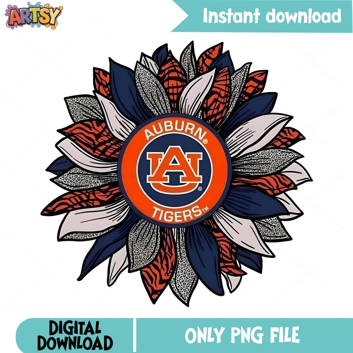 Auburn Tigers Sunflower PNG, Auburn Tigers Logo PNG, Football PNG