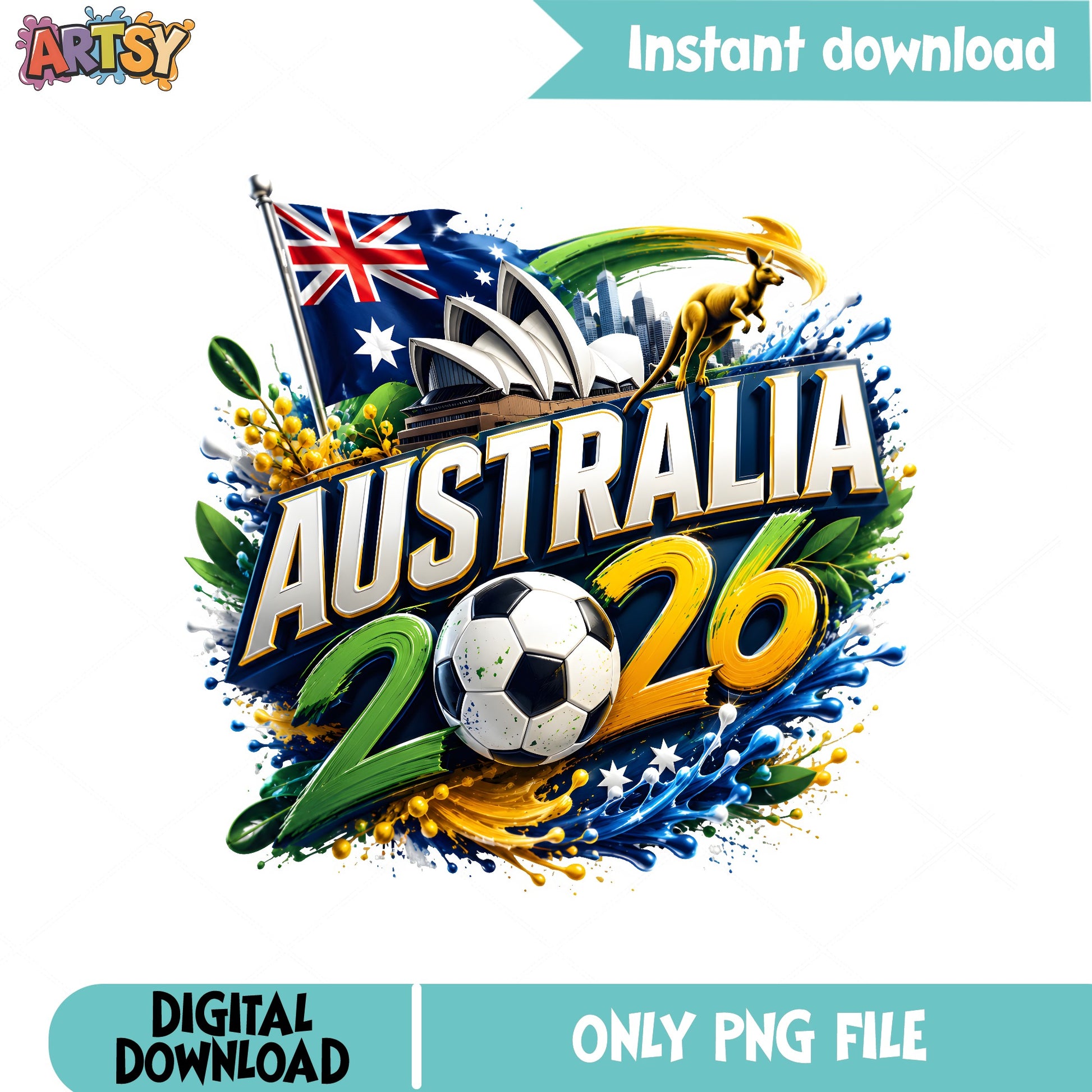 Australia 2026 Soccer PNG, World Cup Football PNG, Aussie PNG