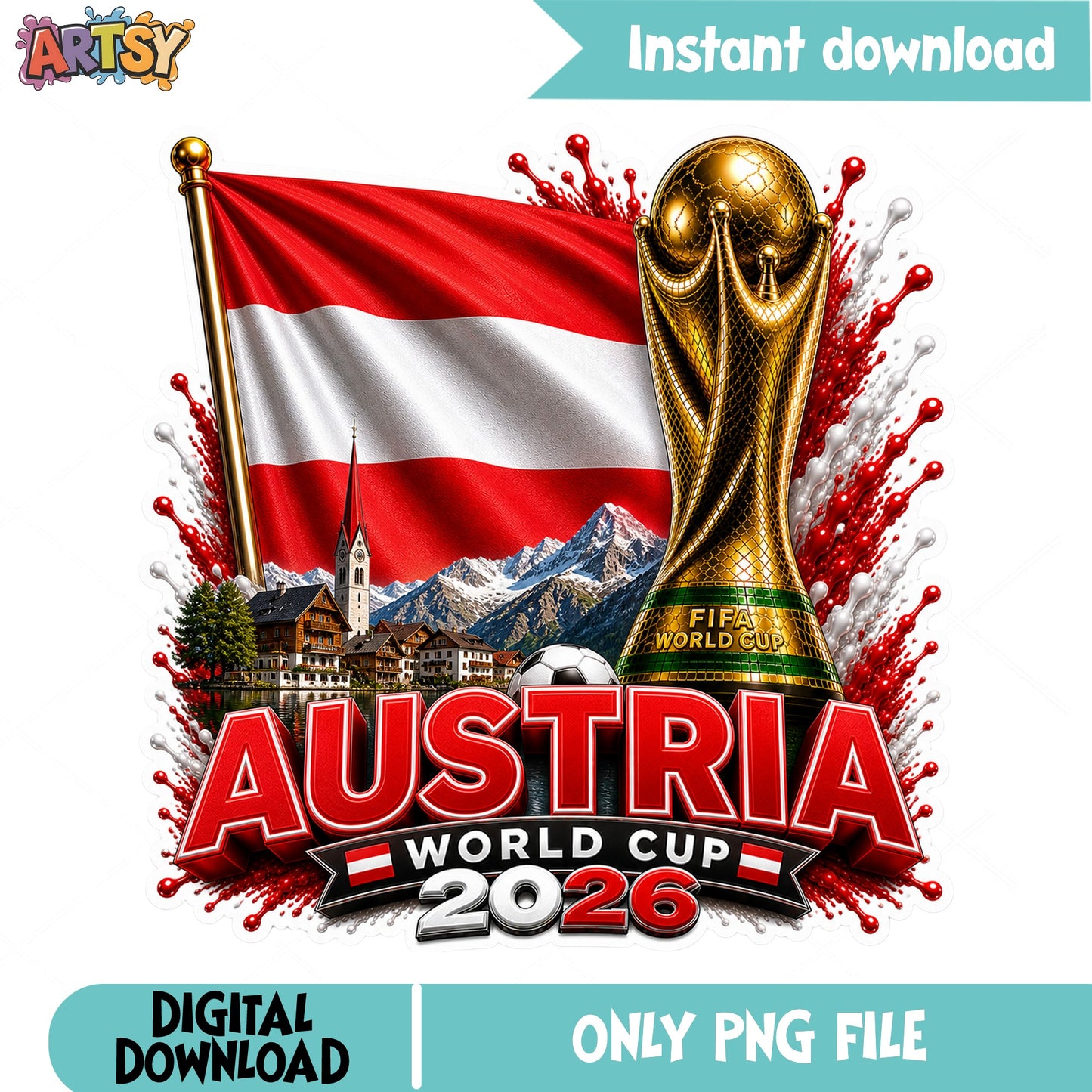 Austria World Cup 2026 PNG, Austria Soccer Flag PNG, FIFA PNG