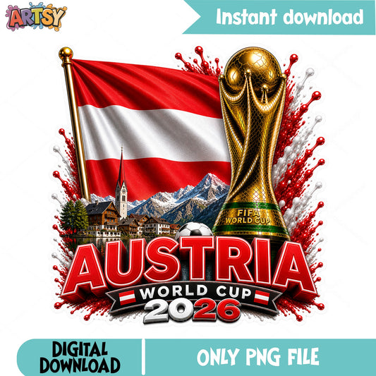 Austria World Cup 2026 PNG, Austria Soccer Flag PNG, FIFA PNG