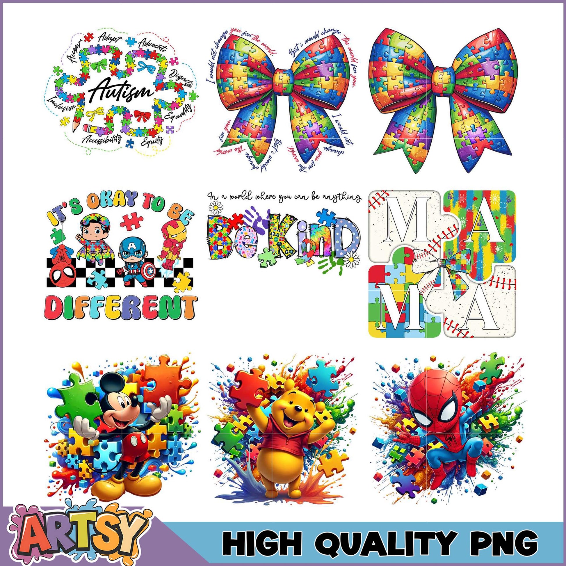Autism Awareness PNG Bundle High Quality Designs