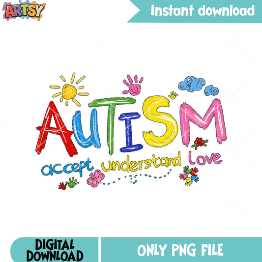 Autism accept understood love png, canyon art png, sunshine png