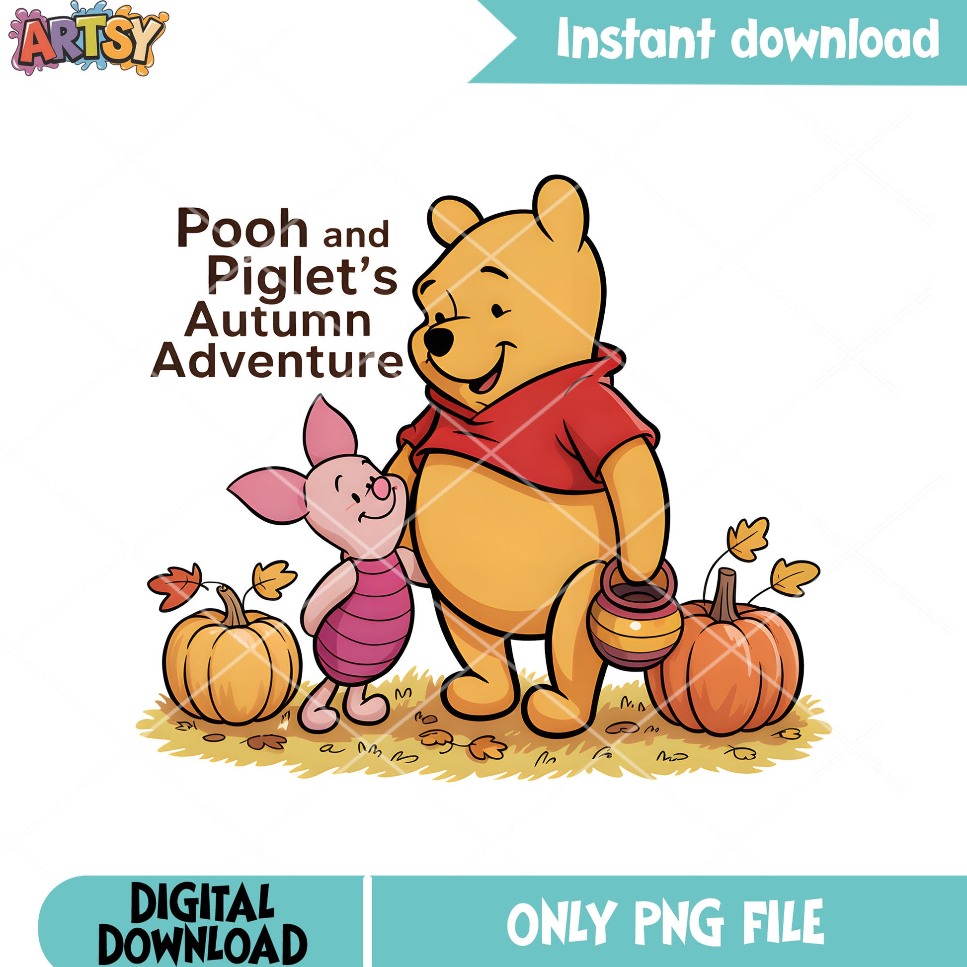 Autumn adventure pumpkin pooh png, pooh and piglet png, disney vibes png