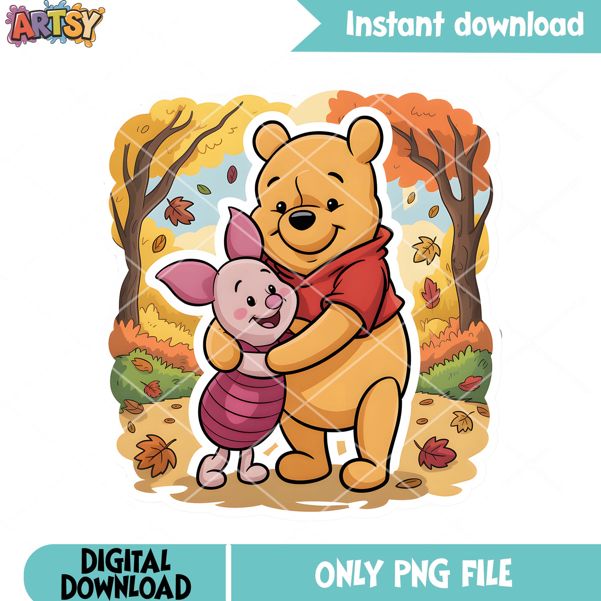 Autumn forest pooh piglet png, piglet png, winnie the pooh png