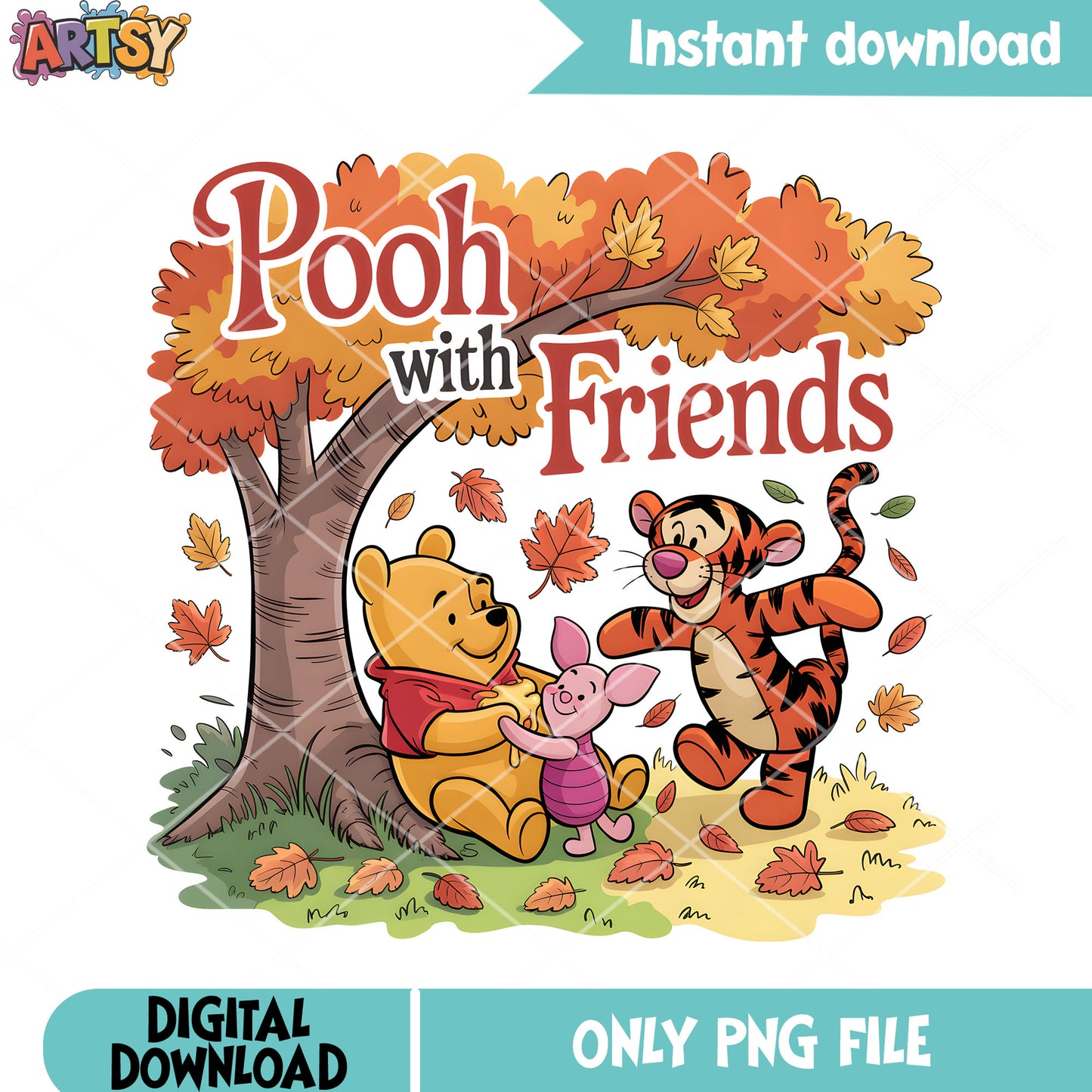 Autumn pooh friends png, winnie the pooh characters png, pooh friends png