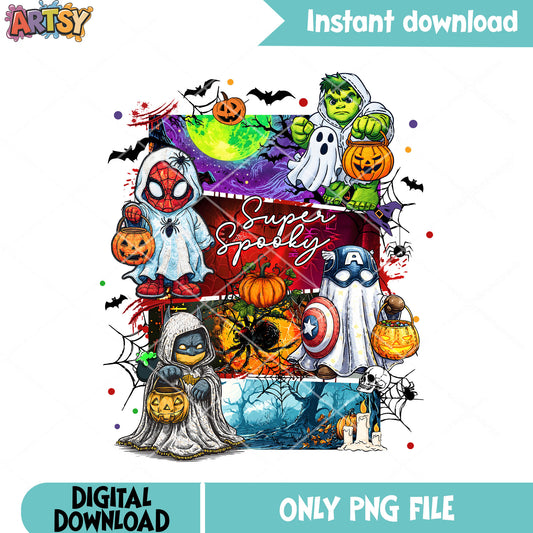 Avenger baby ghosts png, marvel halloween png, scary halloween night png