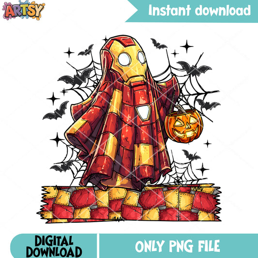 Baby Ghost iron man png, trick or treat​ png, marvel halloween png