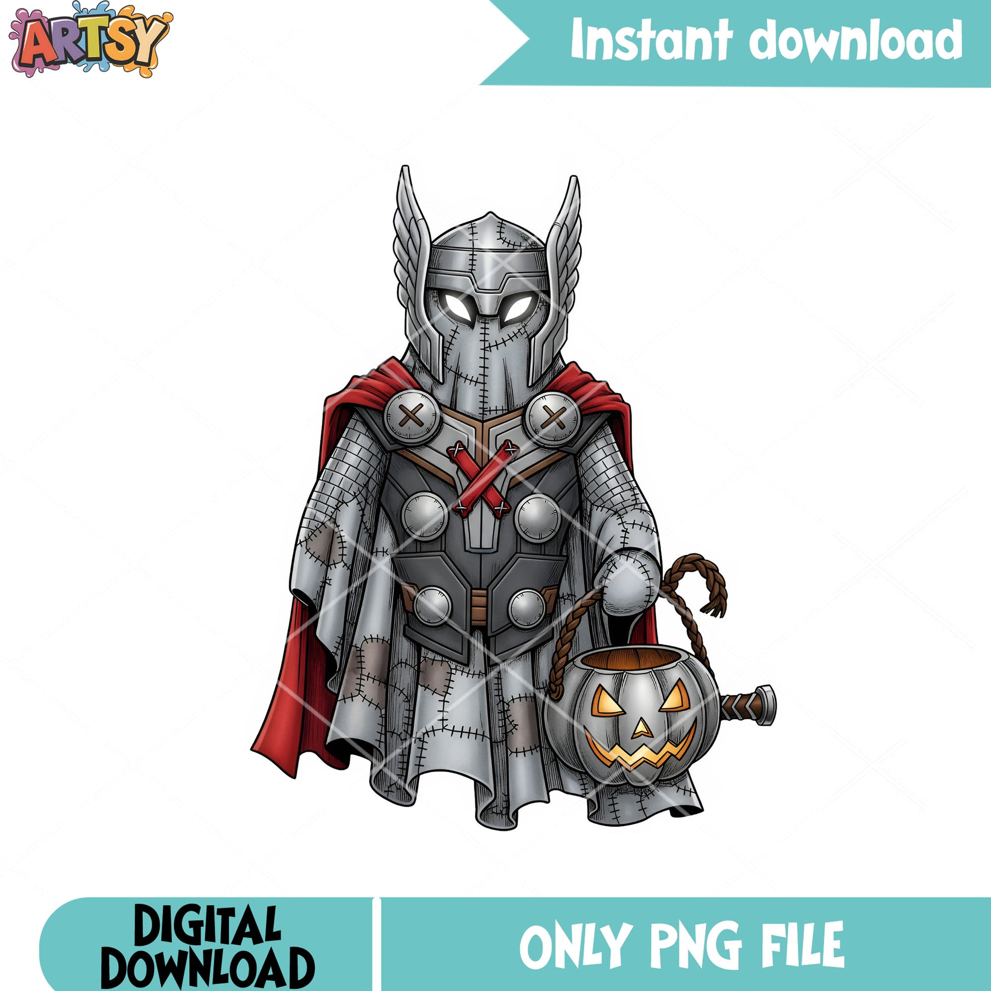 Baby Thor trick or treat png, Spooky heroes png, marvel halloween png