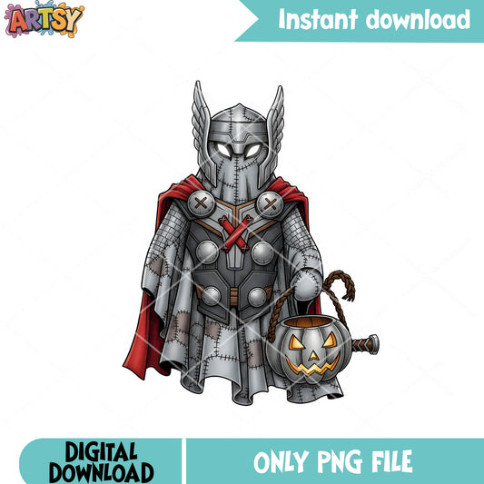 Baby Thor trick or treat png, Spooky heroes png, marvel halloween png