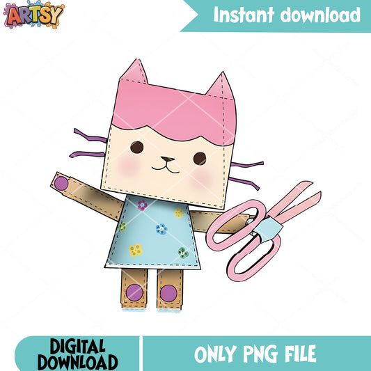 Baby box craft png, gabby dollhouse png, cute kitten png