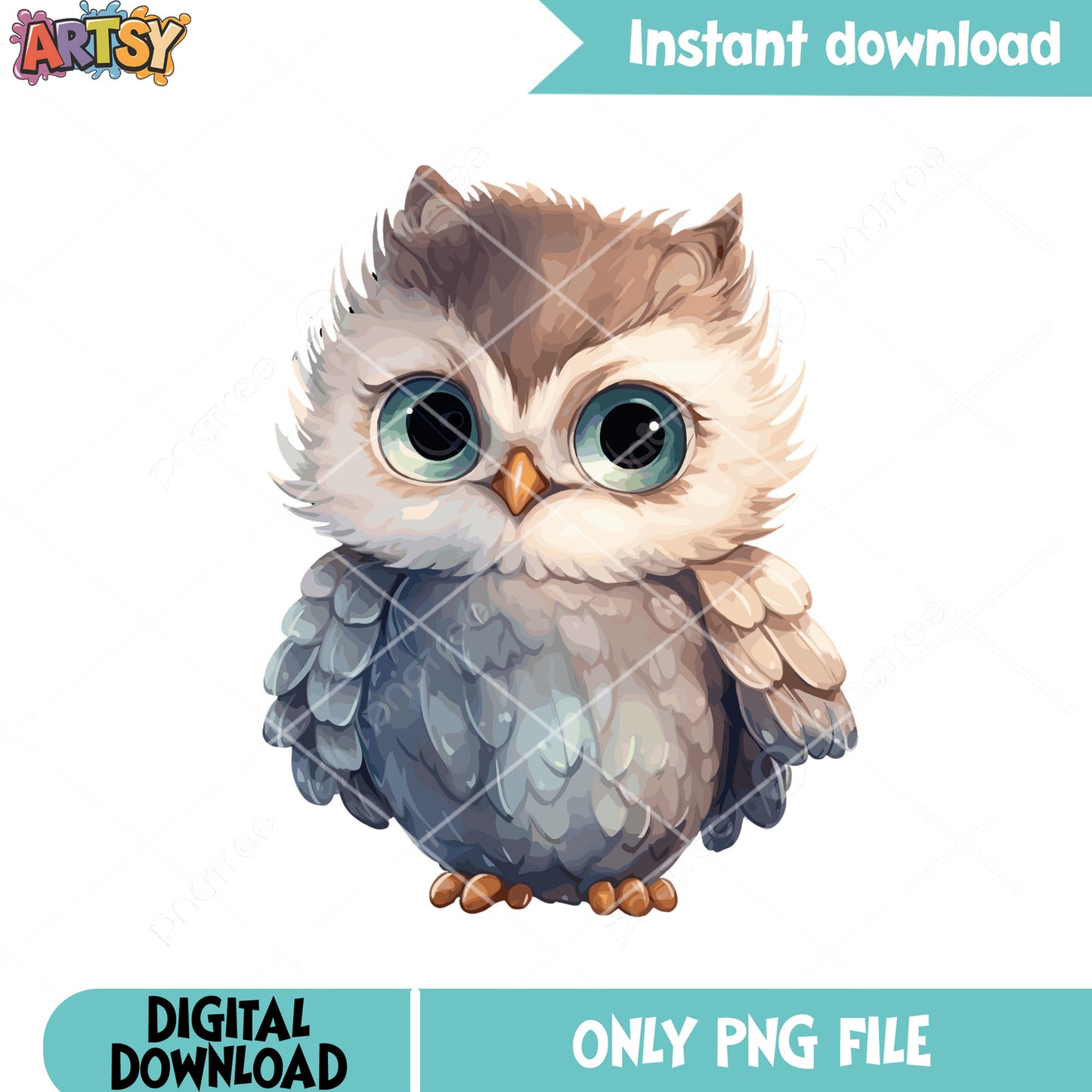 Baby chibi animal png, cute owl png, halloween scary png