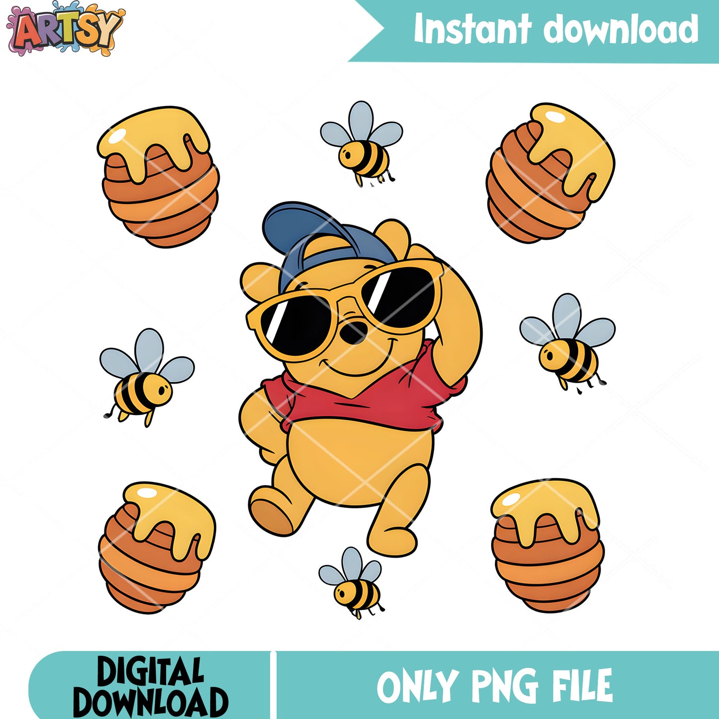 Baby cool bear honey  png, winnie the pooh png,​ pooh poster​ png