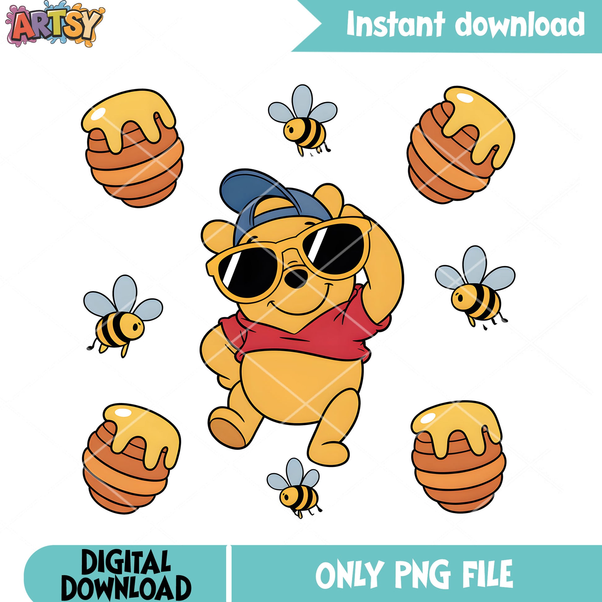 Baby cool bear honey  png, winnie the pooh png,​ pooh poster​ png