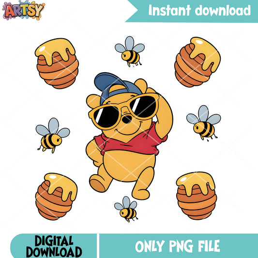 Baby cool bear honey  png, winnie the pooh png,​ pooh poster​ png