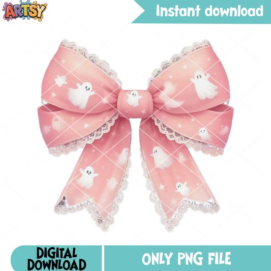 Baby ghost design png, Pink bow tie png, halloween scary png