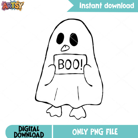 Baby ghost has 2 foot png, boo png, scary halloween night png 