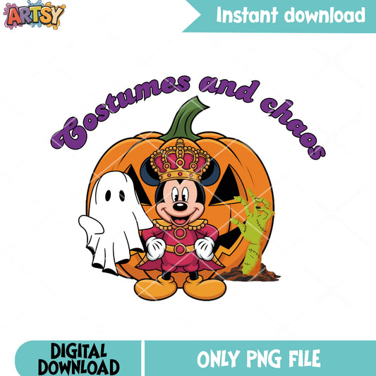 Baby ghost mickey pumpkin png, zombie hand png, King costumes png