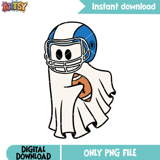 Baby ghost play rugby sport png, football helmet png, scary halloween night png 