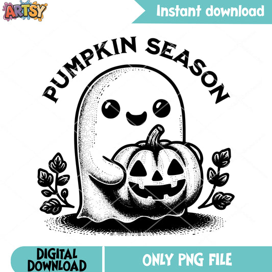 Baby ghost pumpkin png, jack o lantern png, scary halloween png