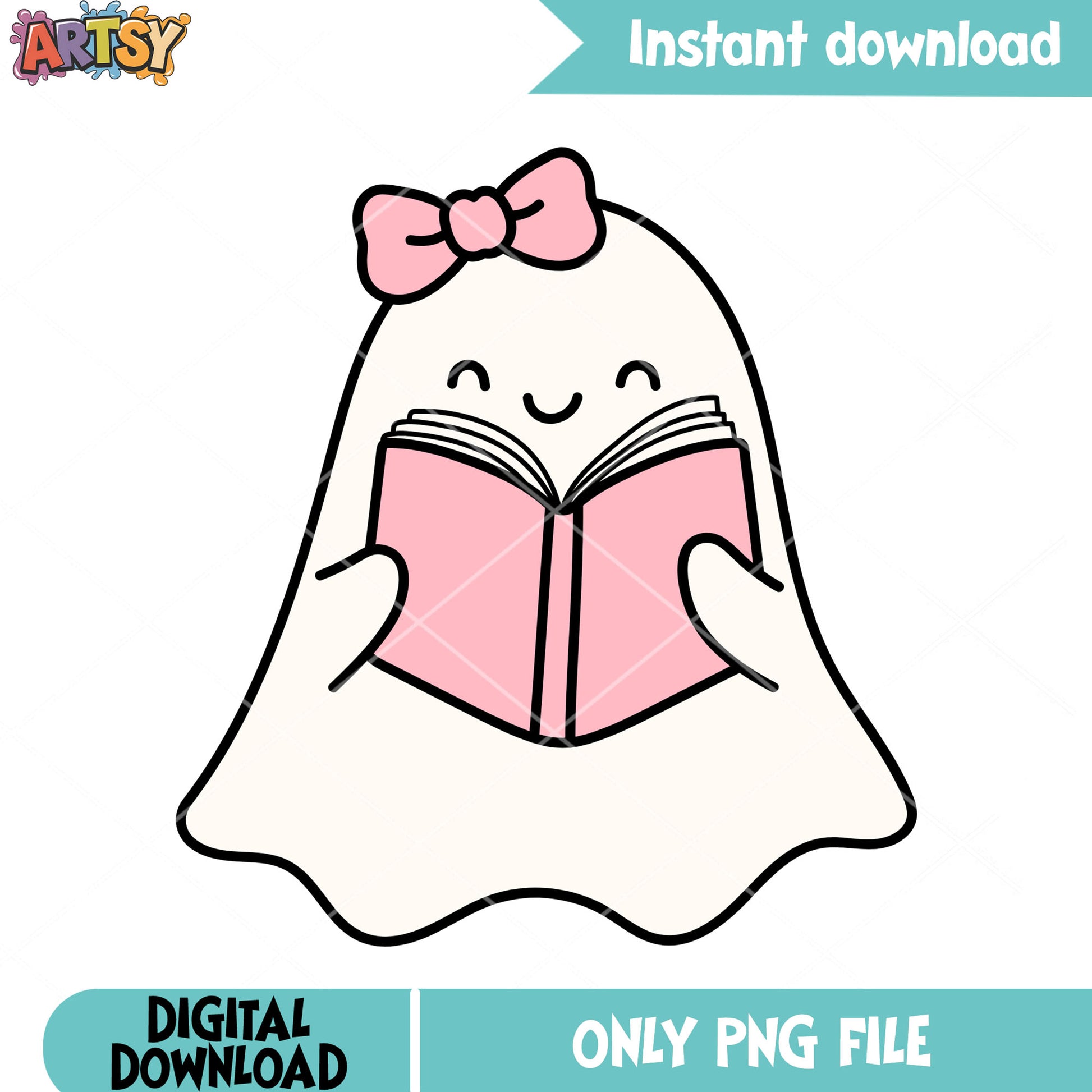 Baby  girl cute ghost png, pink bow tie png, scary halloween night png 