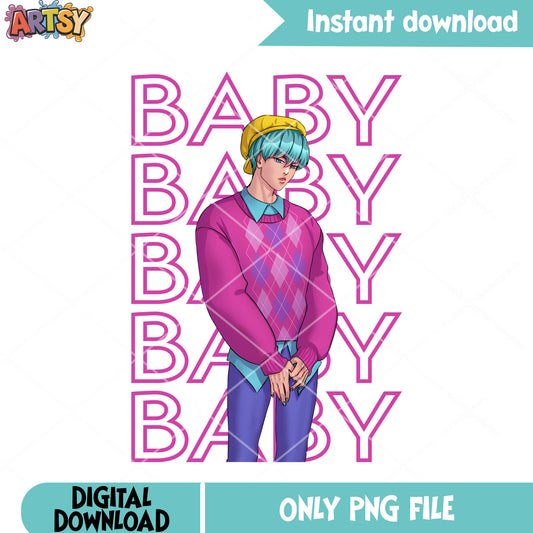Baby kpop standing pose png, baby saja png, kpop saja png
