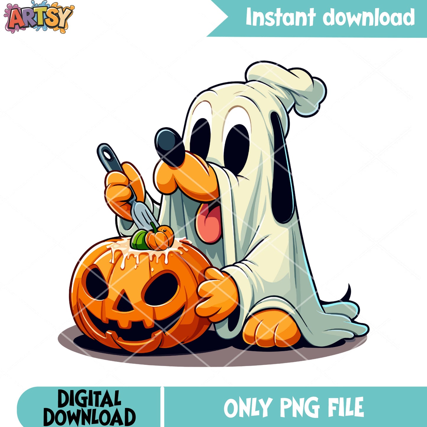Baby pluto eat pumpkin hand png, jack o lantern png, ghost costume png