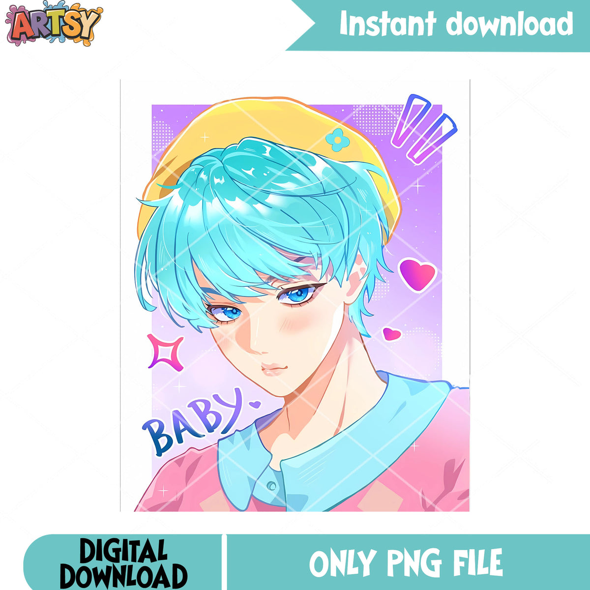 Baby saja boys logo anime png, baby anime png, kpop baby anime png
