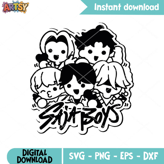 Baby saja boys silhouette svg, cute saja boys svg, soda pop saja svg