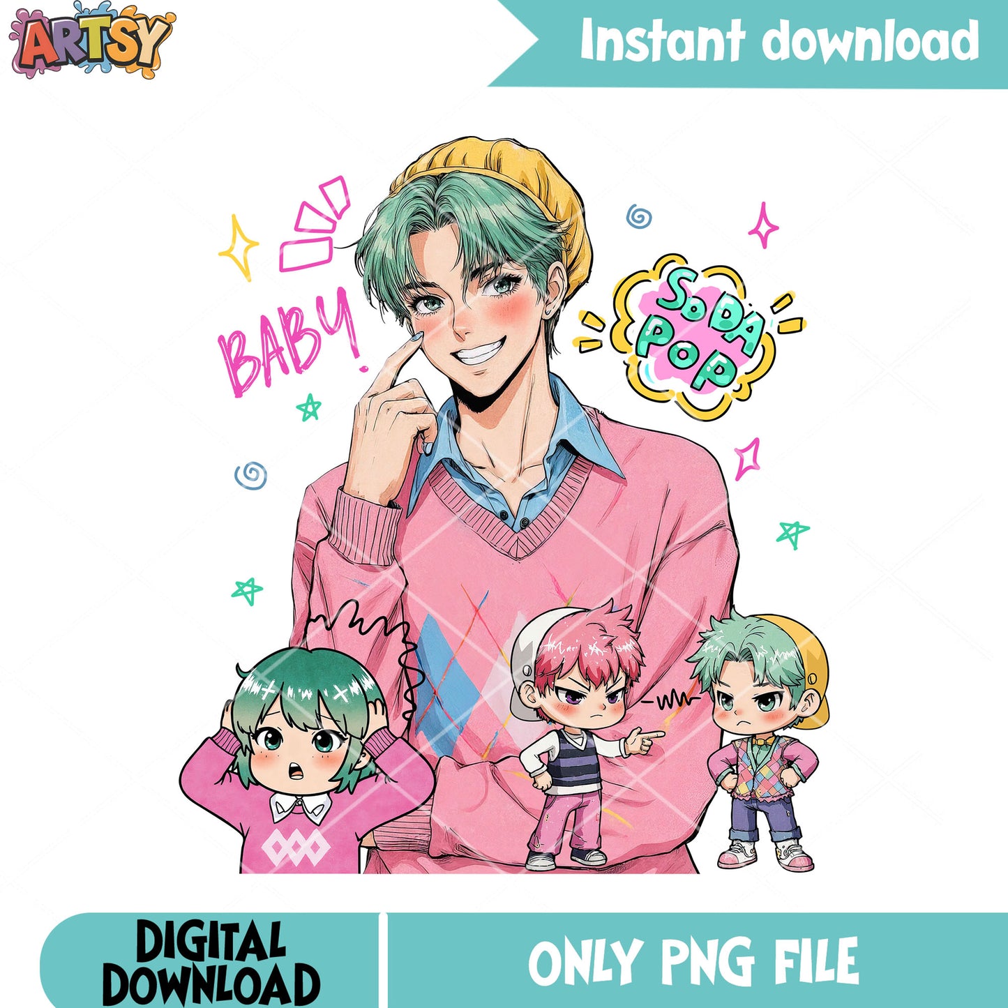 Baby soda pop png, kpop hunters demon​ png, Saja boys song png