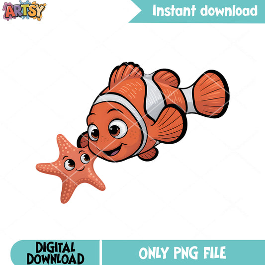 Baby star nemo clownfish png, nemo films png, poster nemo png