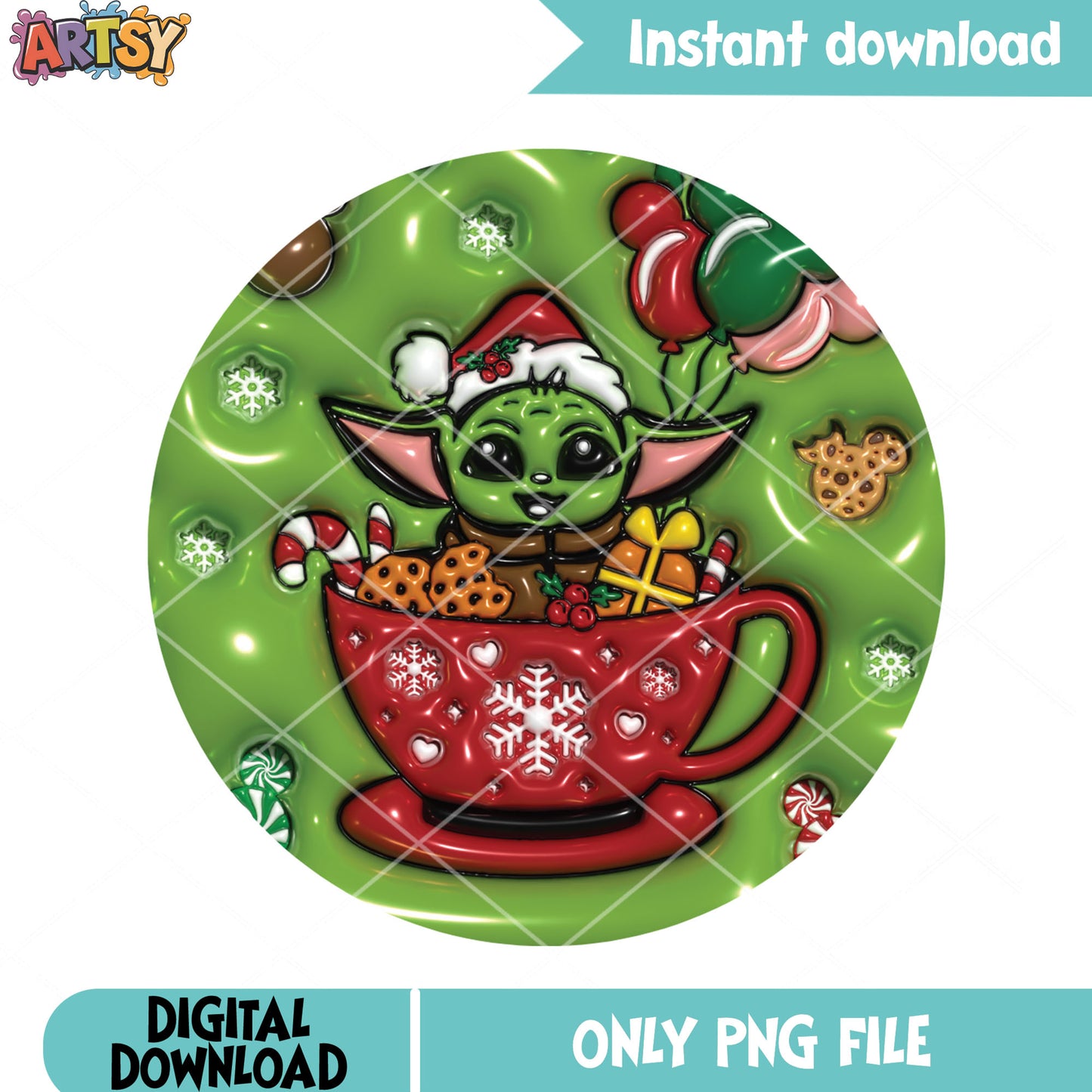 Baby yoda christmas mug png, grogu santa hat png, baby alien png - Copy - Copy