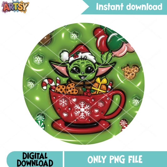 Baby yoda christmas mug png, grogu santa hat png, baby alien png - Copy - Copy